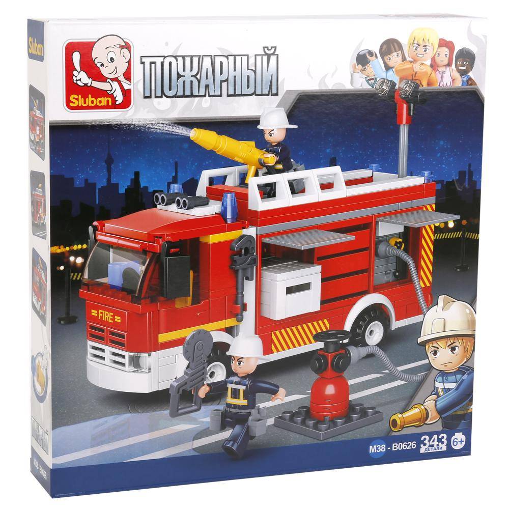 Конструктор машина пожарная с фигурками, 343 дет. Sluban M38-B0626