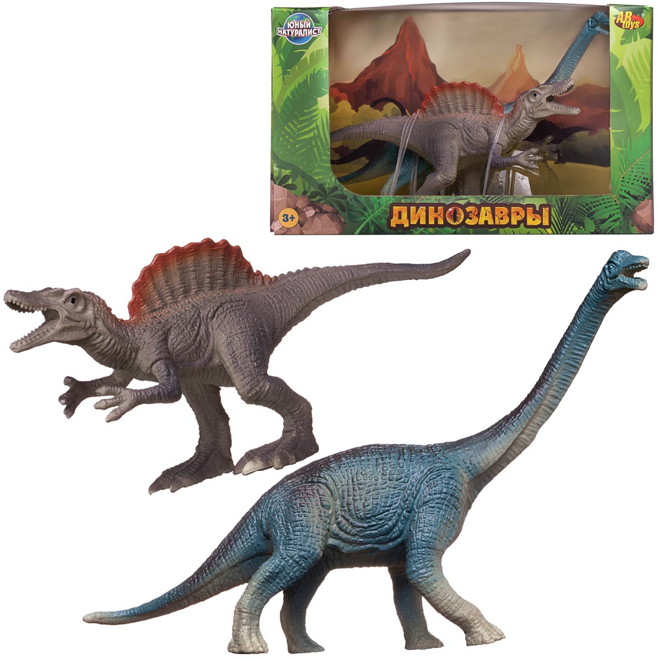 Игровой набор ABtoys Юный натуралист Динозавры: Брахиозавр против Спинозавра PT-01775