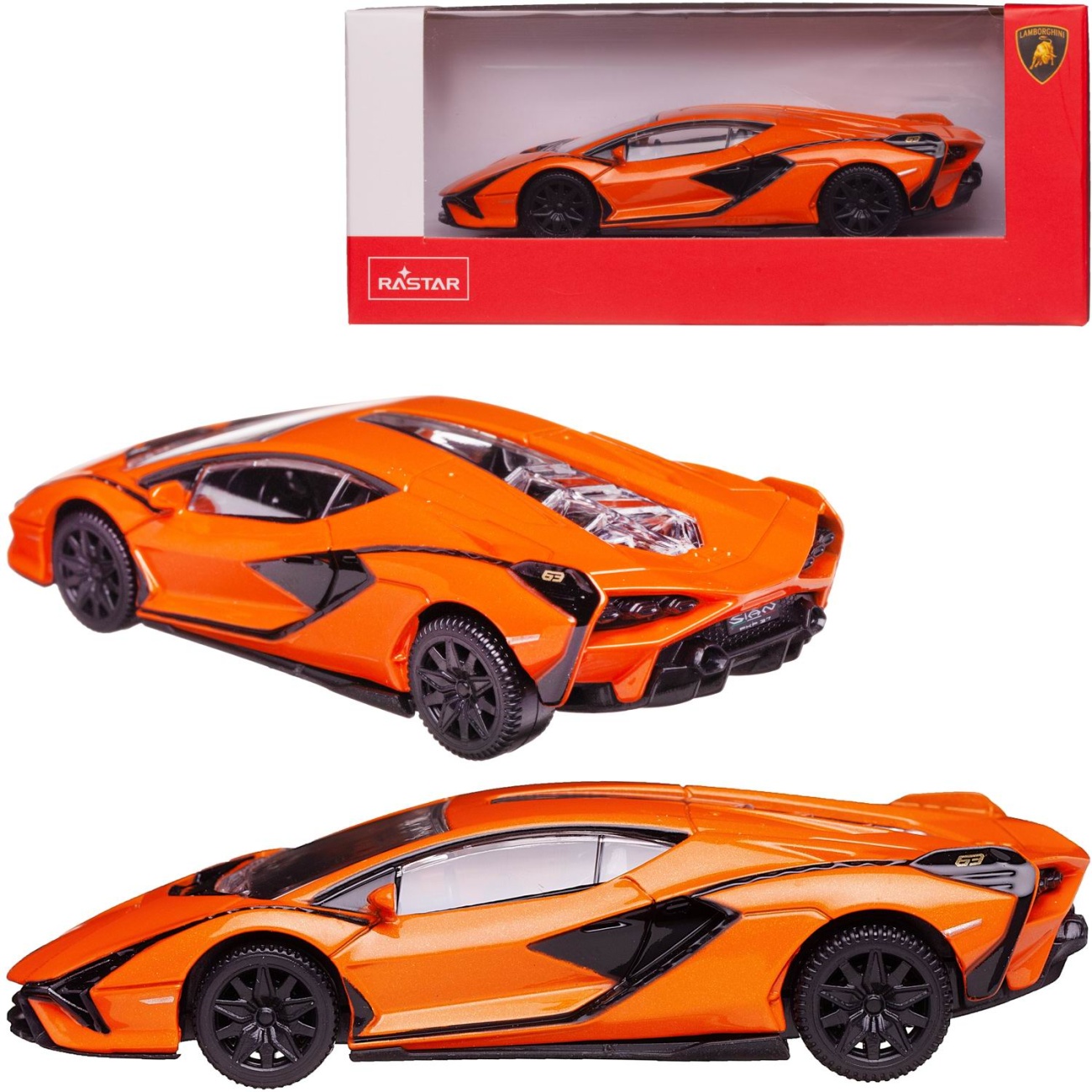 Машина металл 1:43 scale Lamborghini Sian, цвет оранжевый Rastar 58900OR