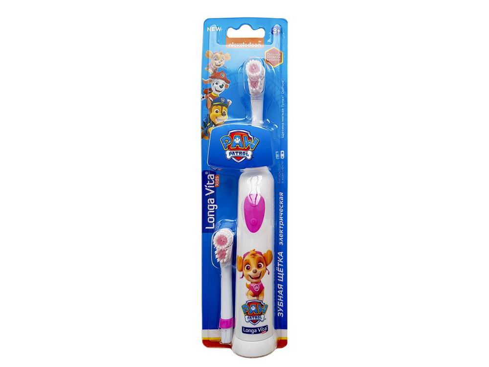Электрическая зубная щетка Longa Vita Paw Patrol детская, ротационная 2 насадки от 3-х лет, розовая КАВ-3-НТМ/розовая
