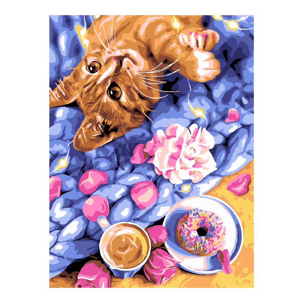 Набор д/творчества LORI Картина по номерам на картоне 20х28,5 см Кот и сладости Кпн-275