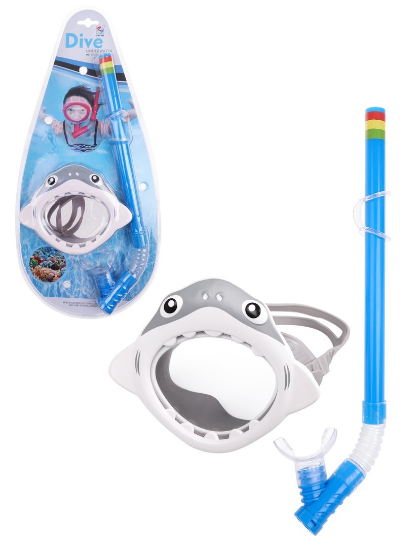Набор для ныряния детский Акула: маска с трубкой (с клапаном) затычки для ушей Наша Игрушка ZY018A