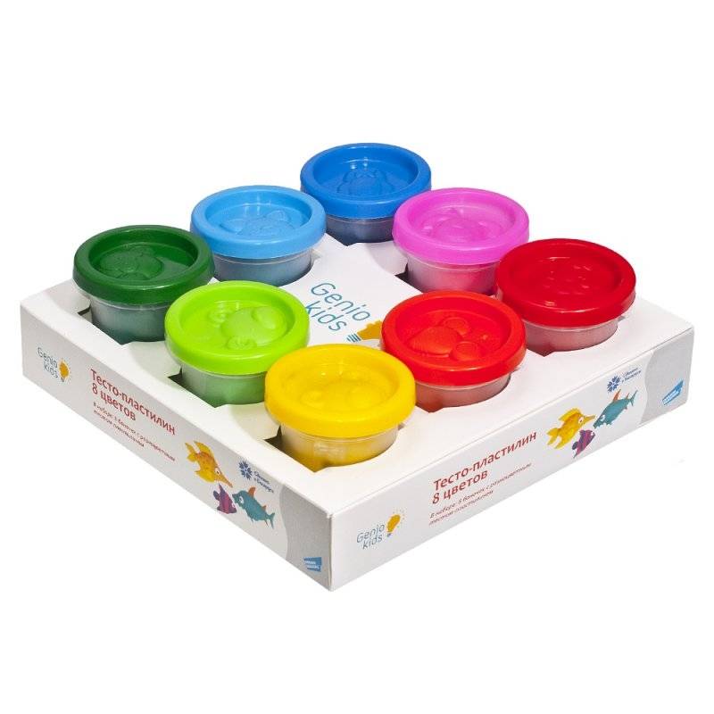 Тесто-пластилин, 8 цветов, набор для лепки Genio Kids TA1045
