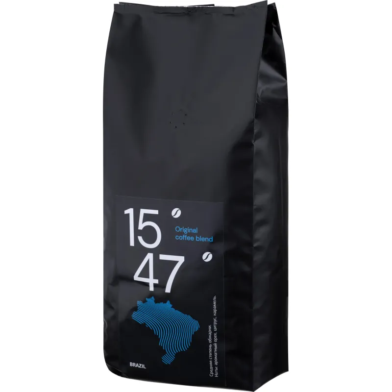 Кофе жареный в зернах 15/47 Brazil Original coffee blend, 100% Арабика, 1кг Деловой Стандарт 1992598
