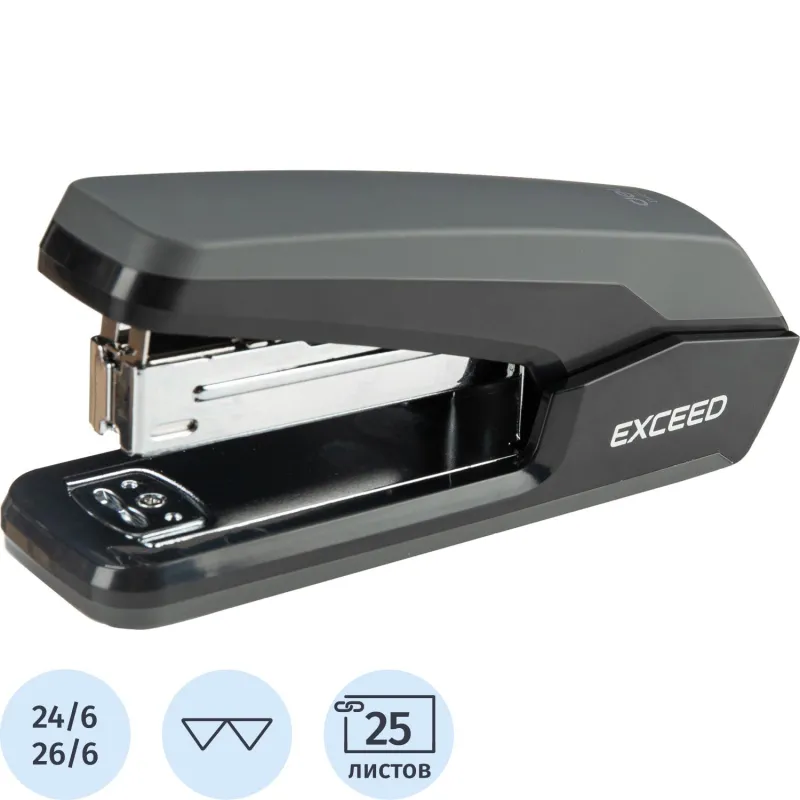 Степлер Deli E0464BLACK Exceed 24/6 26/6 (25листов) черный 100скоб металл 1791551 E0464 black