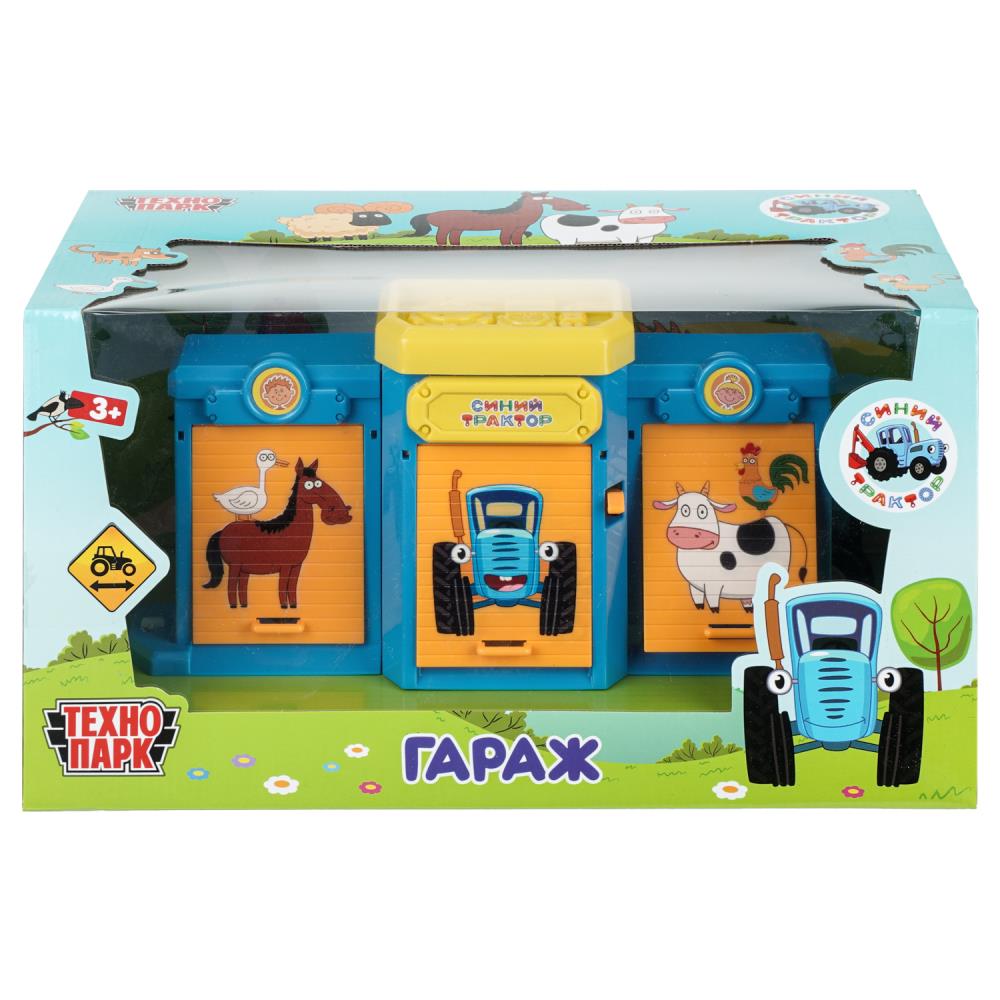 Игрушка: ворота с 1 машинкой, Синий Трактор Технопарк GATE-24-1XCAR-BLUTRA-WOD