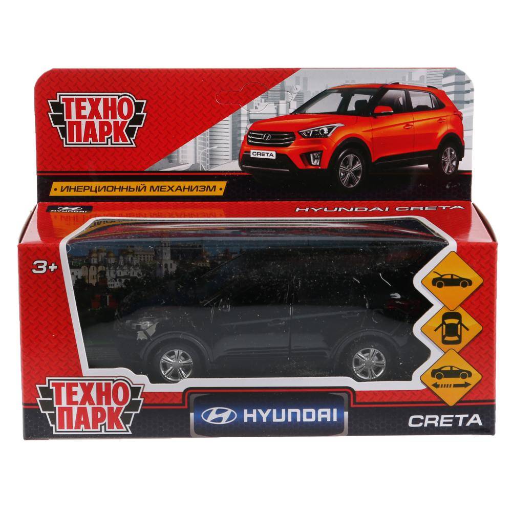 Машина металл "Hyundai Creta" 12 см. открываются двери, инерционная Технопарк CRETA-BK
