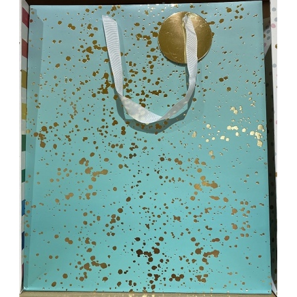 Пакет подарочный с глиттером, с золотым тиснением, размер Ml Чудо праздник PGML-03-TF