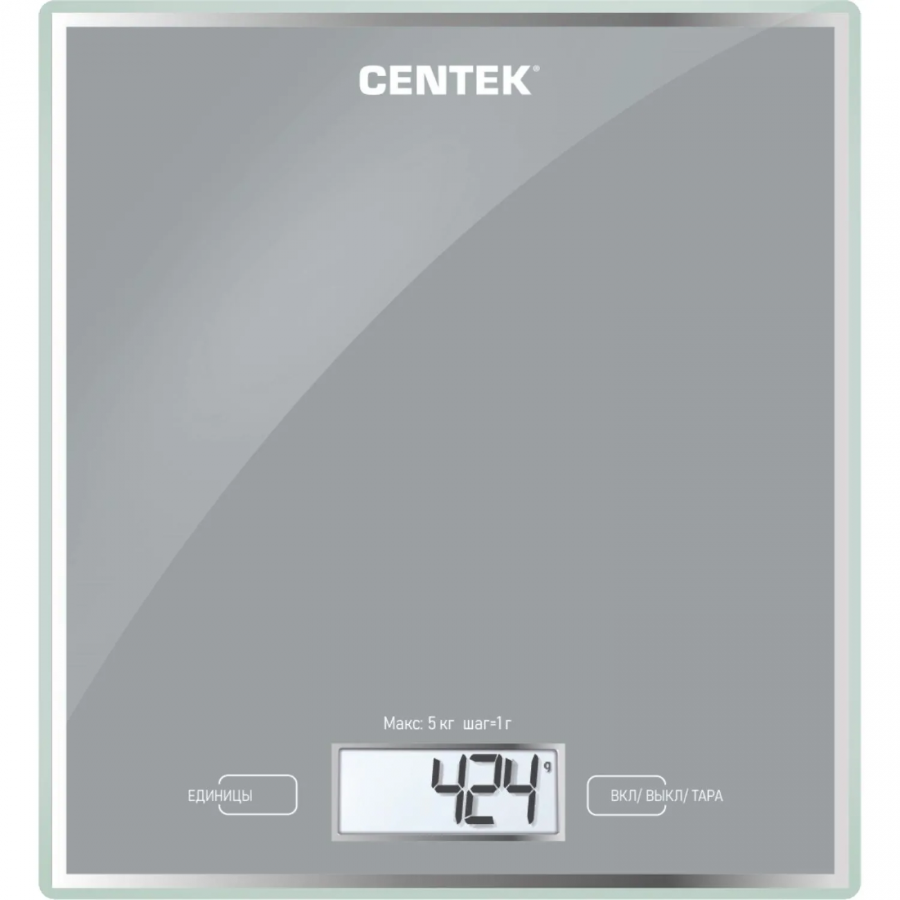 Весы Centek CT-2462 LCD,кухонные,190х200 мм, max 5кг, шаг 1г,серебристый 2330578 CT-2462 Silver