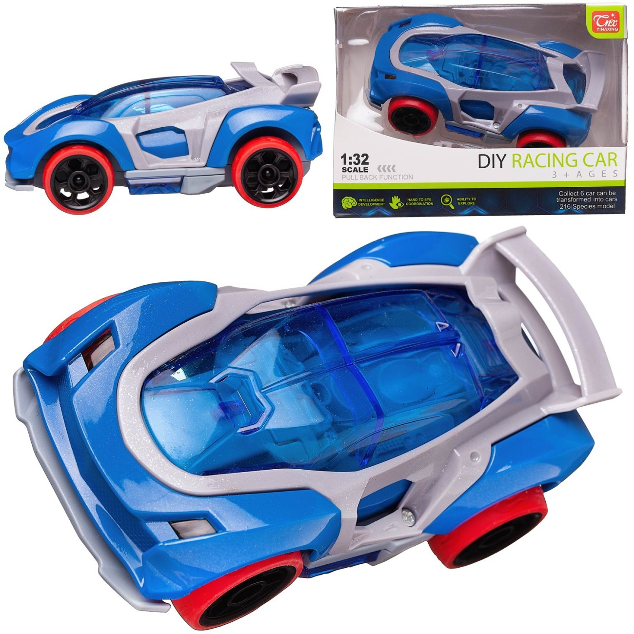 Машинка Junfa спортивная инерционная синяя 12,5х6х4,5 см WE-13461