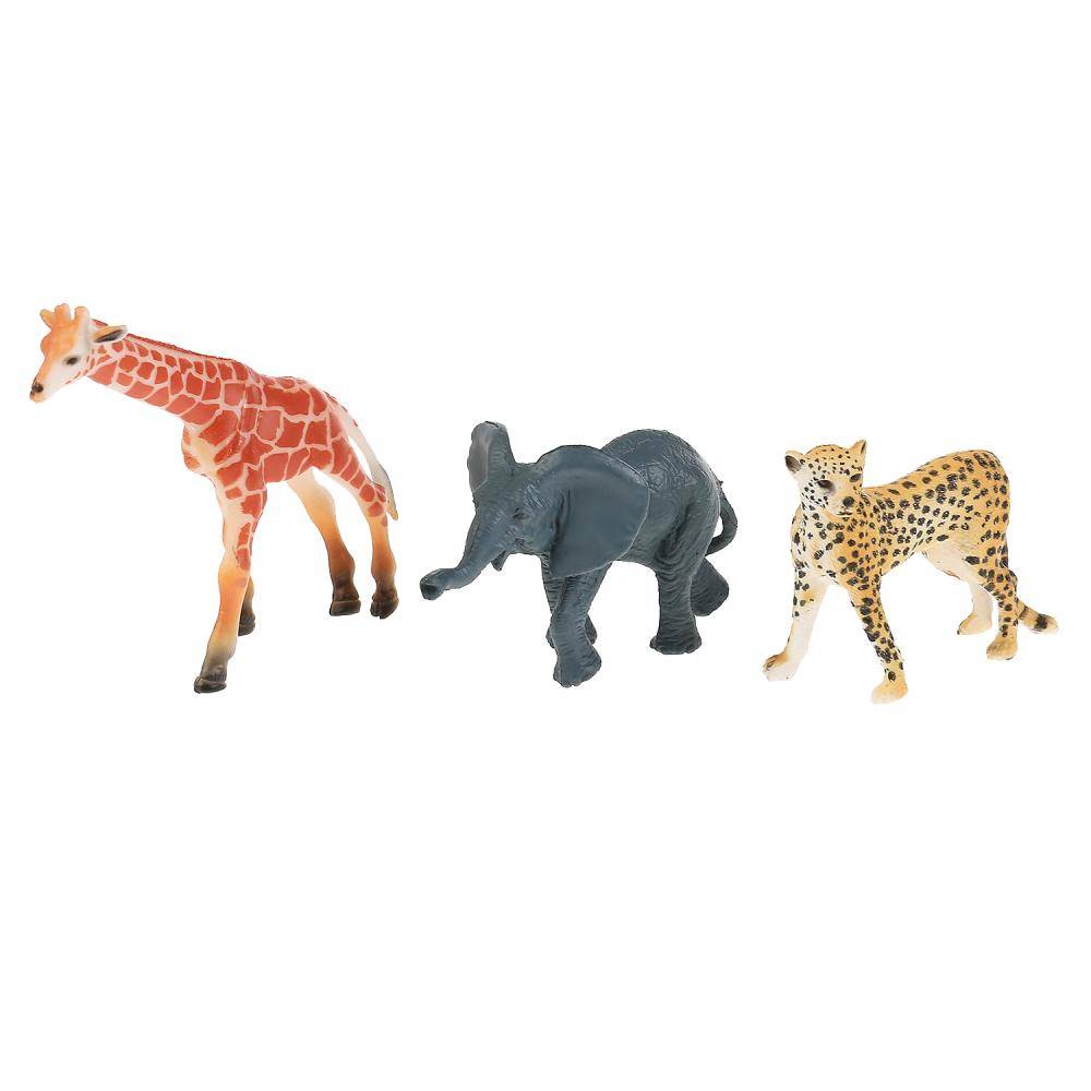 Игрушка пластизоль 3шт. "Животные Африки"(жираф, гепард, слоненок) Играем вместе B1358377-R