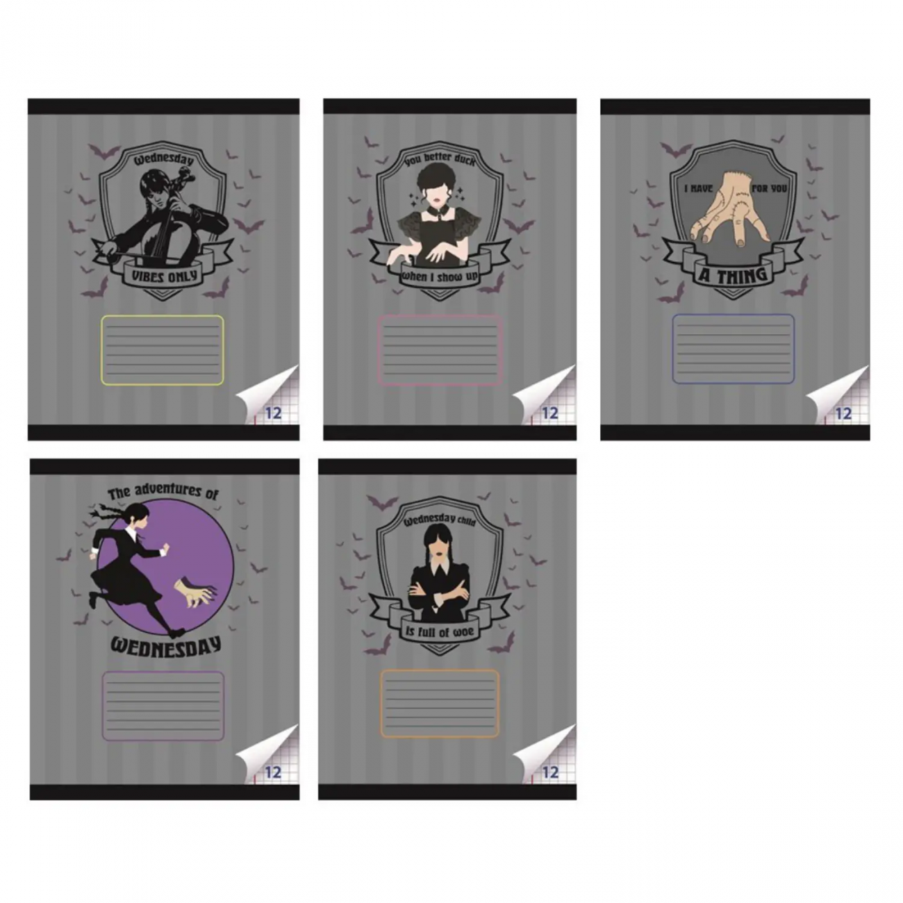 CENTRUM Тетрадь 12 листов А5 клетка с полями Вэнсдэй 72582