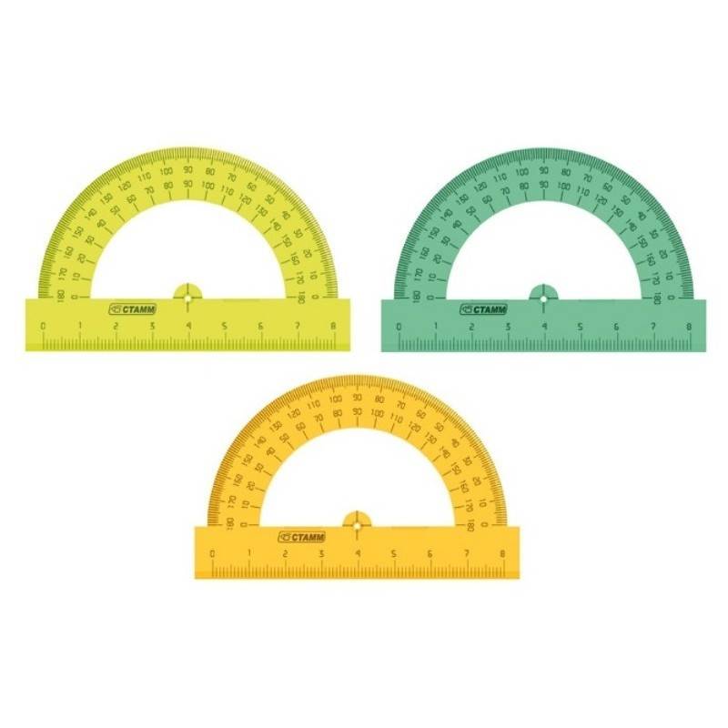 Транспортир Neon Cristal (180 градусов, 8 см, пластик) Стамм 27493