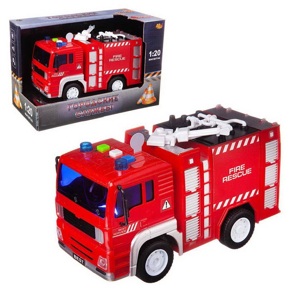 Машинка инерционная ABtoys Пожарная машина свет/звук 1:20, 24x12x15.5 см C-00452