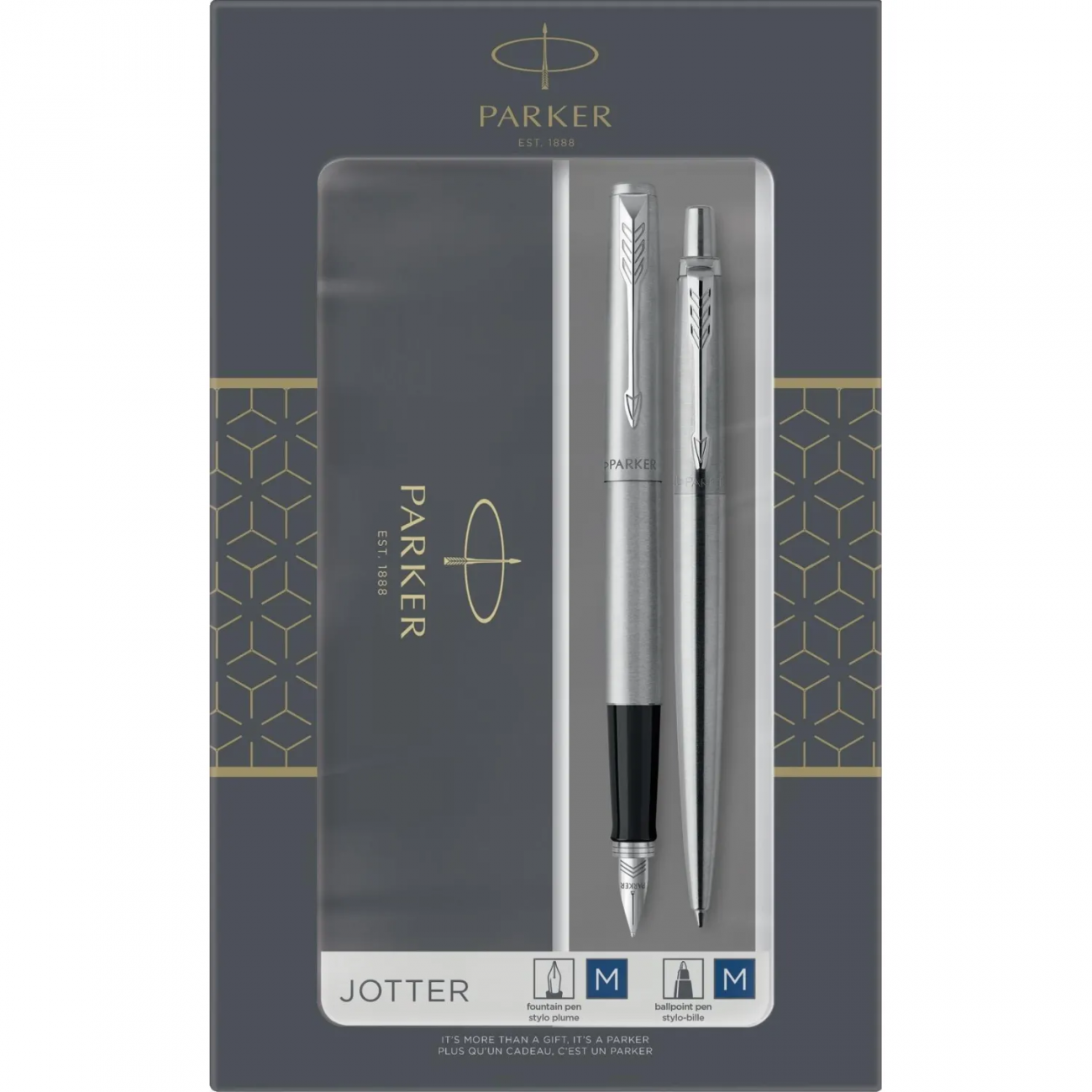 Набор Parker Jotter Stainless Steel CT, ручки шар.+пер-я,1мм,синий, 2093258 2401184