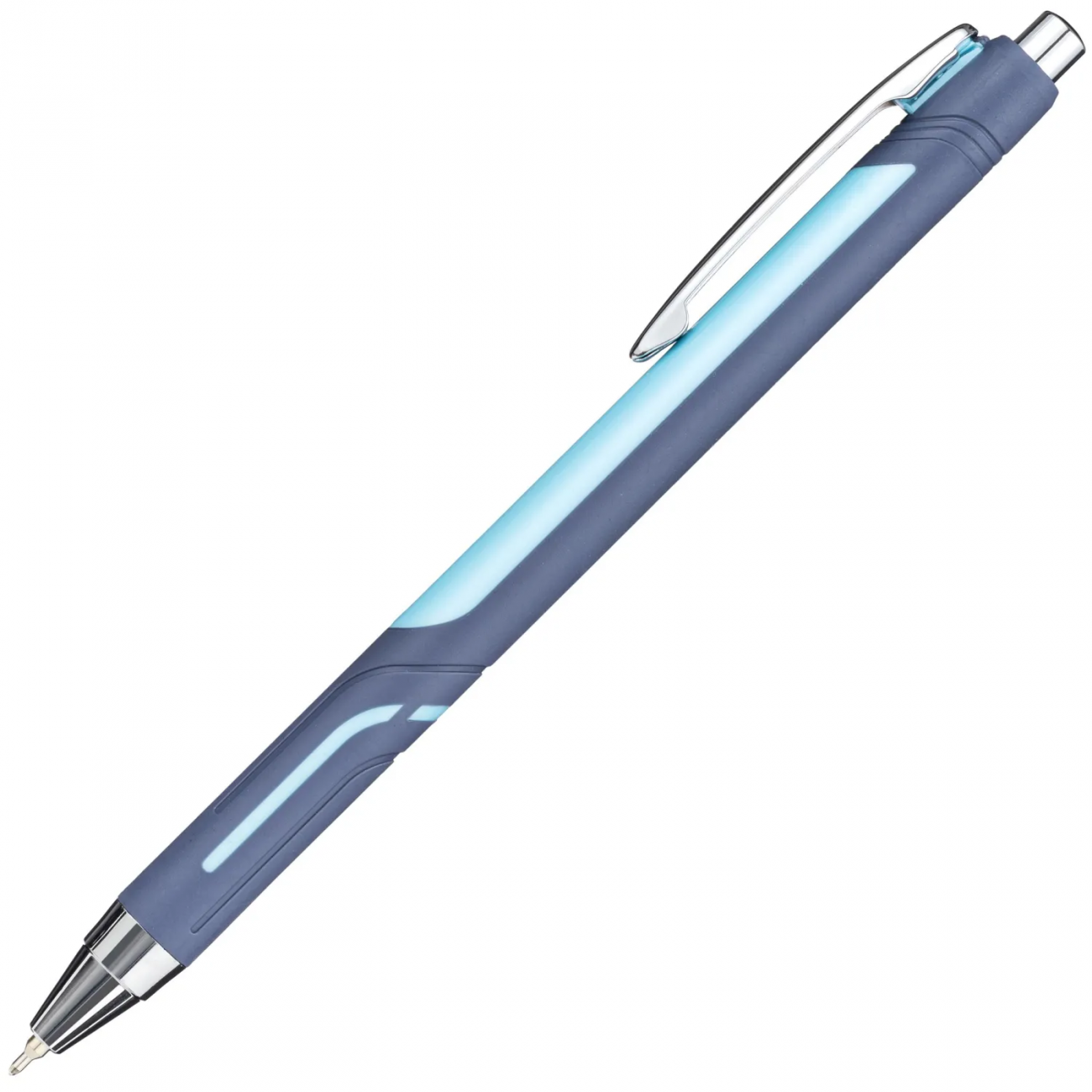 Ручка шарик. автомат. Комус Ultra Tech,д.ш.0,5мм,лин.0,3мм,син,сер-г.кор 2226147