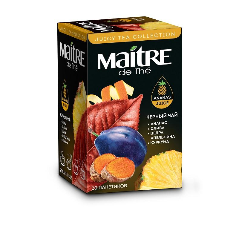 Чай черный в пакетиках Maitre с соком ананаса, ягод и апельсином, 2грx20пак MAITRE de The 1837111 бак035