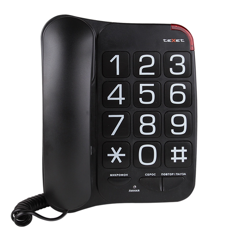 Телефон проводной teXet TX-201 черный 1010083 111640