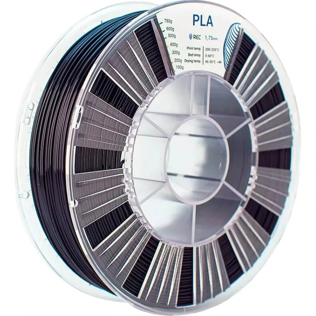 Катушка PLA пластик REC 1.75мм черный 1984906 RR1S2117