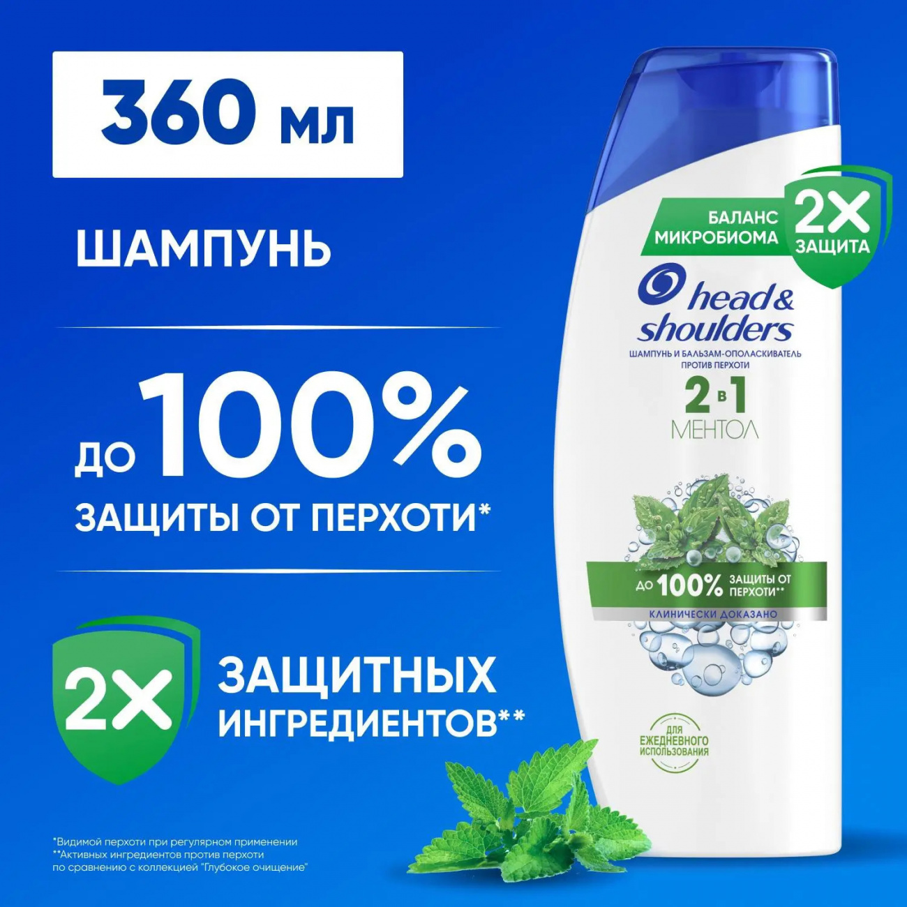 Head&Shoulders Шампунь п/перхоти Ментол 2в1 360мл 8700216351546