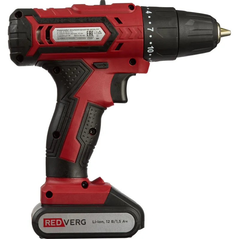 Дрель-шуруповерт аккум. REDVERG 12В, 20Нм, 2АКБ (1.5Ач) (RD-SD12L/2Y) 1534303