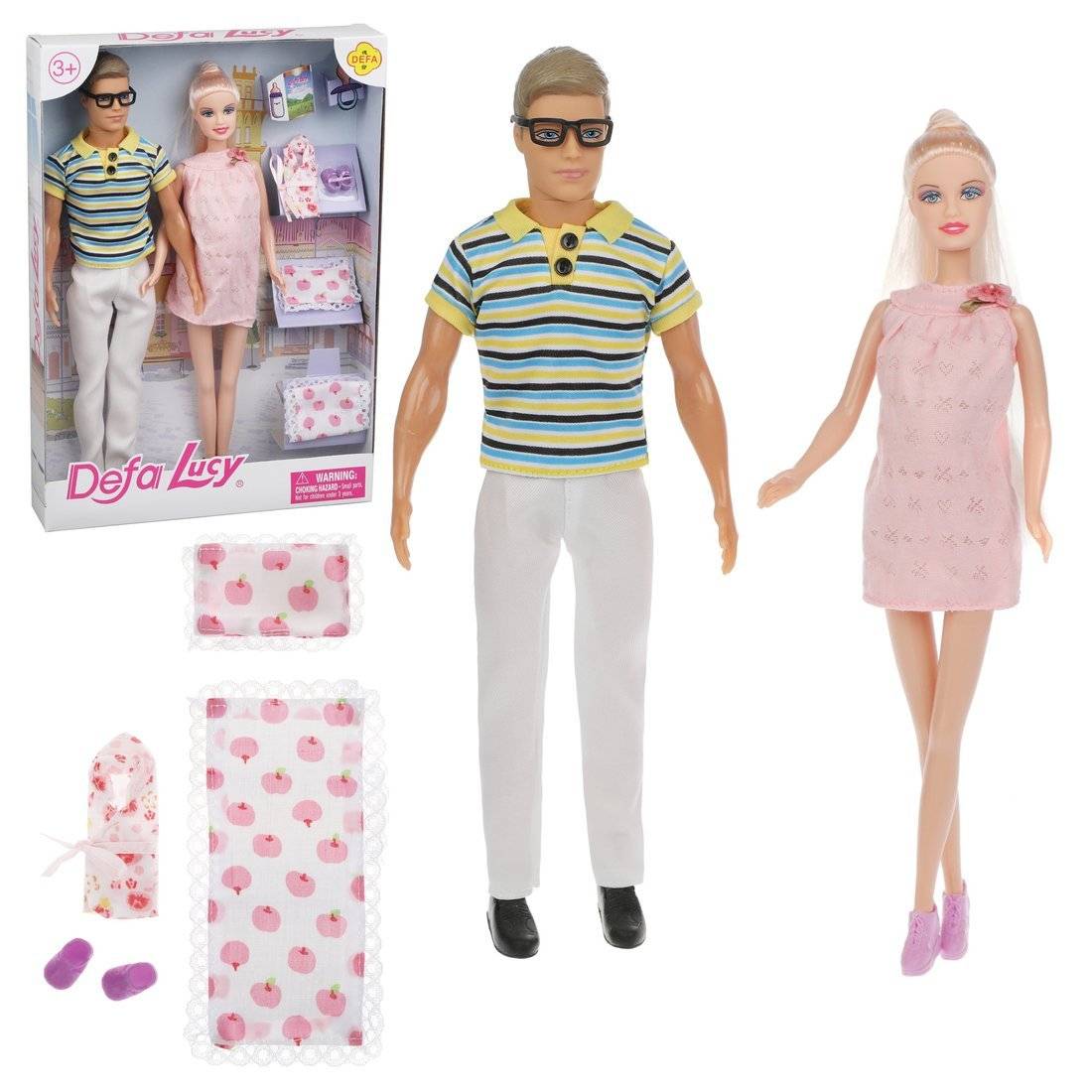 Игровой набор "Счастливая семья" 3 куклы, 5 предметов DEFA LUCY 8349a