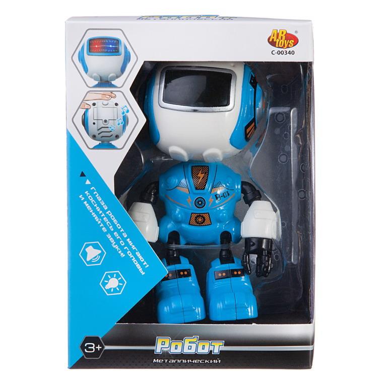 Робот ABtoys металлический, со звуковыми эффектами, голубой C-00340/blu