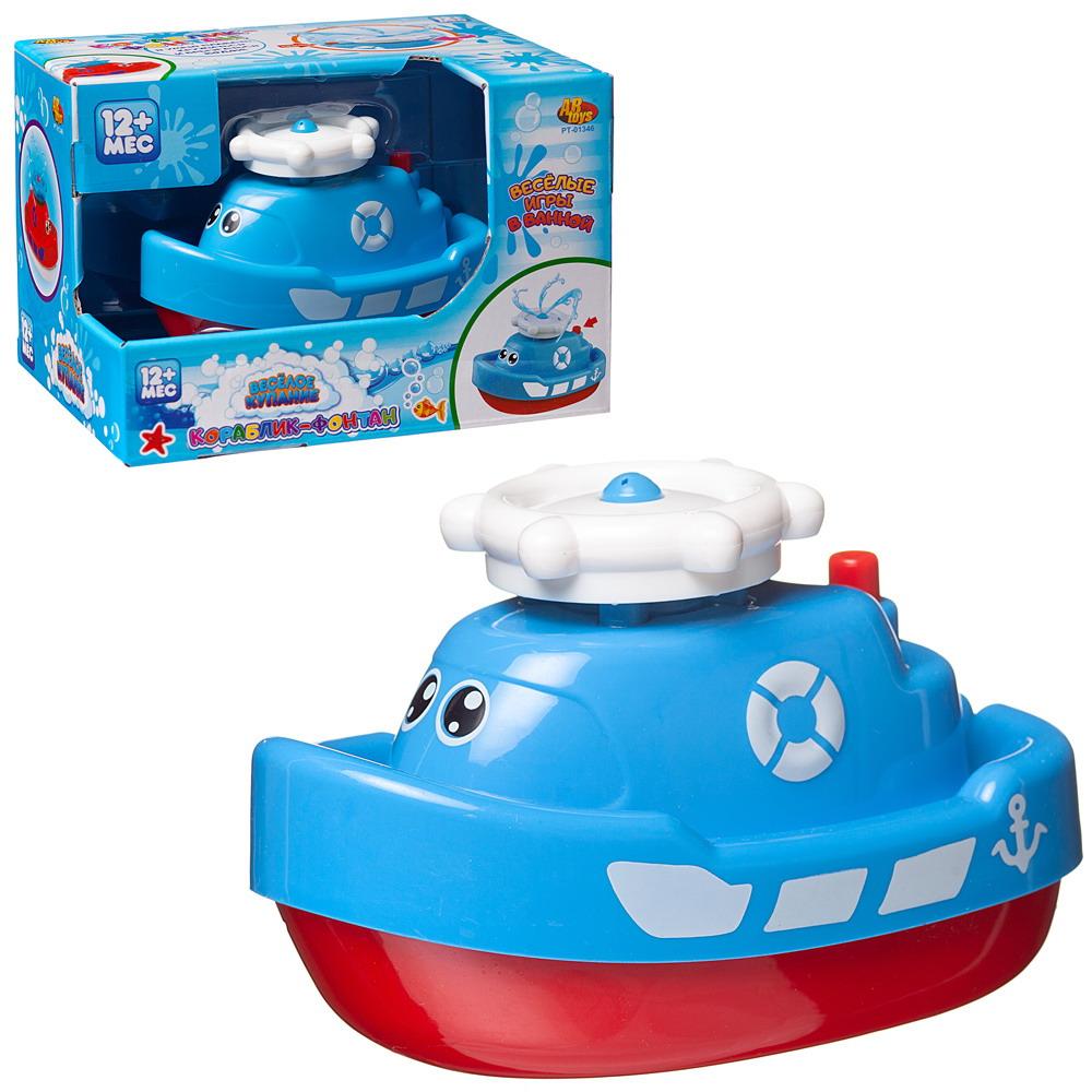 Игрушка для ванной Abtoys Веселое купание. Кораблик голубой функц. PT-01346/голубой