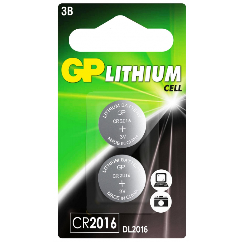 Батарейки GP CR2016, 3V, литий, бл/2шт 1425900