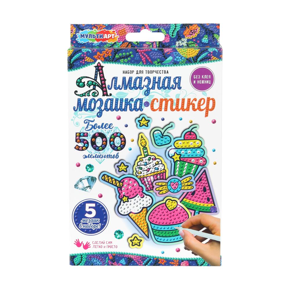 Алмазная мозаика-стикер "Пироженки" MultiArt STICK-CAKE-129534