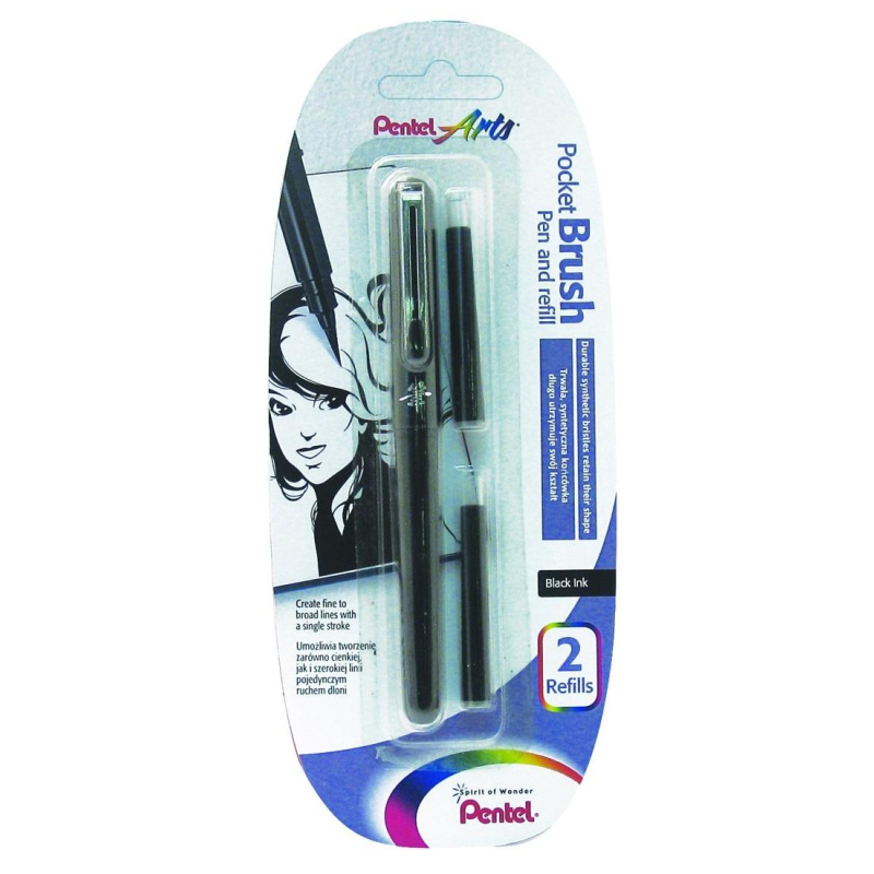 Ручка-кисть Pentel Brush Pen д/каллиграфии +4 картр в наб. GFKP3-A 1609351