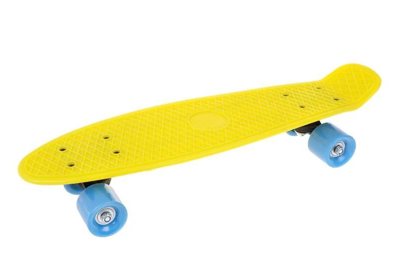 Скейтборд пласт. 55x15 см, с пластмассовым креплениям, жёлтый Наша Игрушка 636245