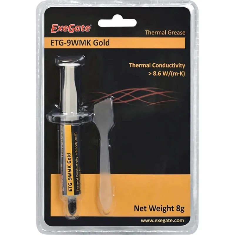 Термопаста ExeGate ETG-9WMK Gold 8г, шприц с лопаткой (EX282344RUS) 1406357