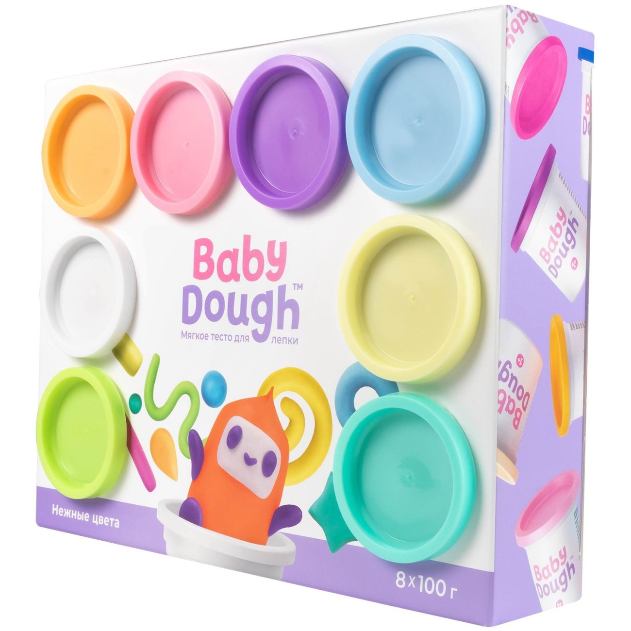 Тесто для лепки BabyDough 8 цветов пастельные BD021
