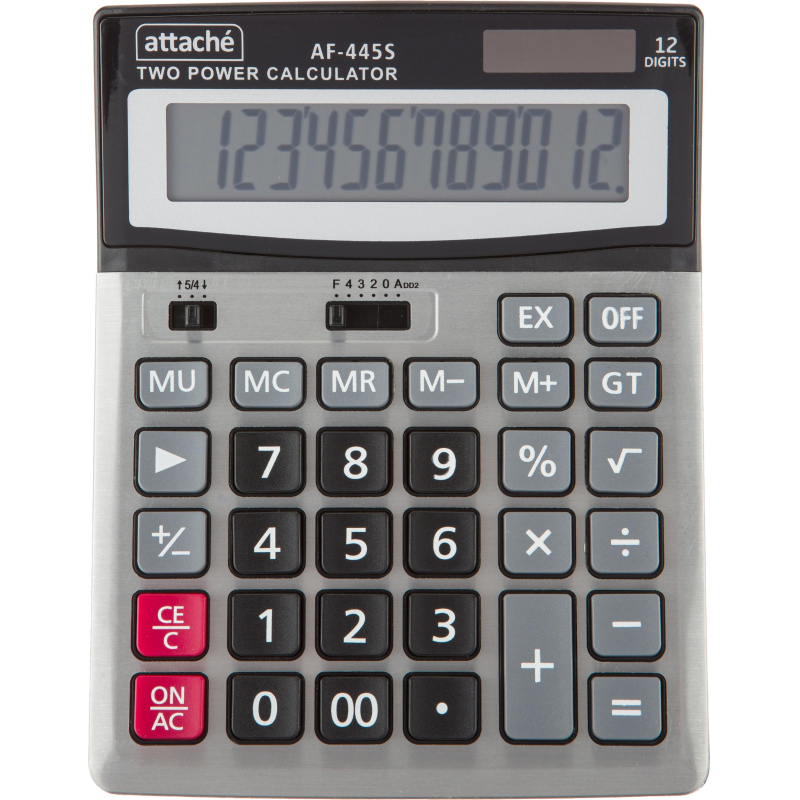 Калькулятор настольный полноразмерный Attache AF-445S,12р,дв.пит,серебр 1779736