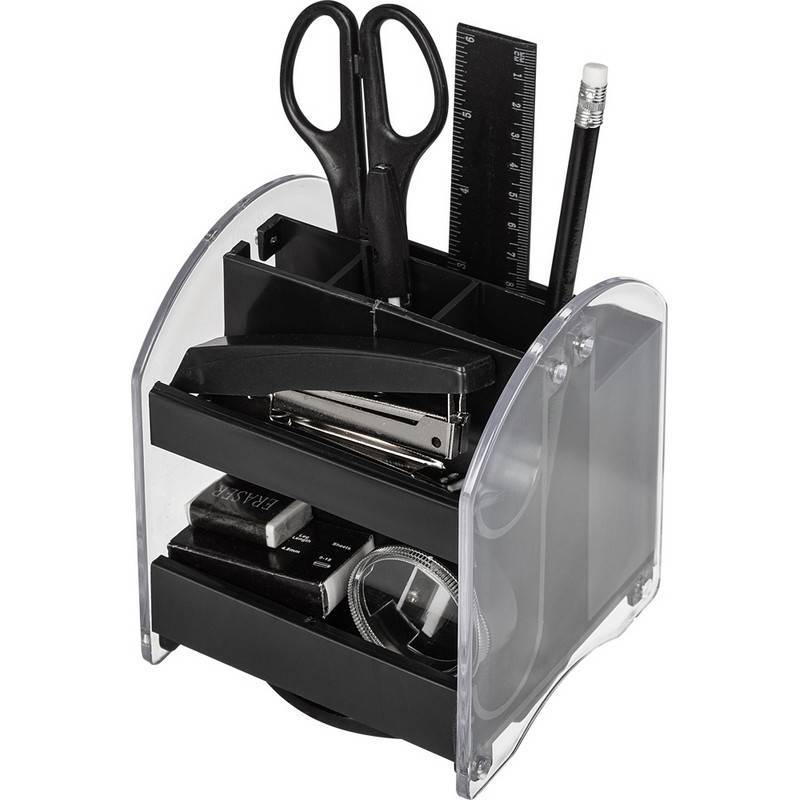 Набор настольный Attache прозрачный/черный 10 предметов вращающийся 971894