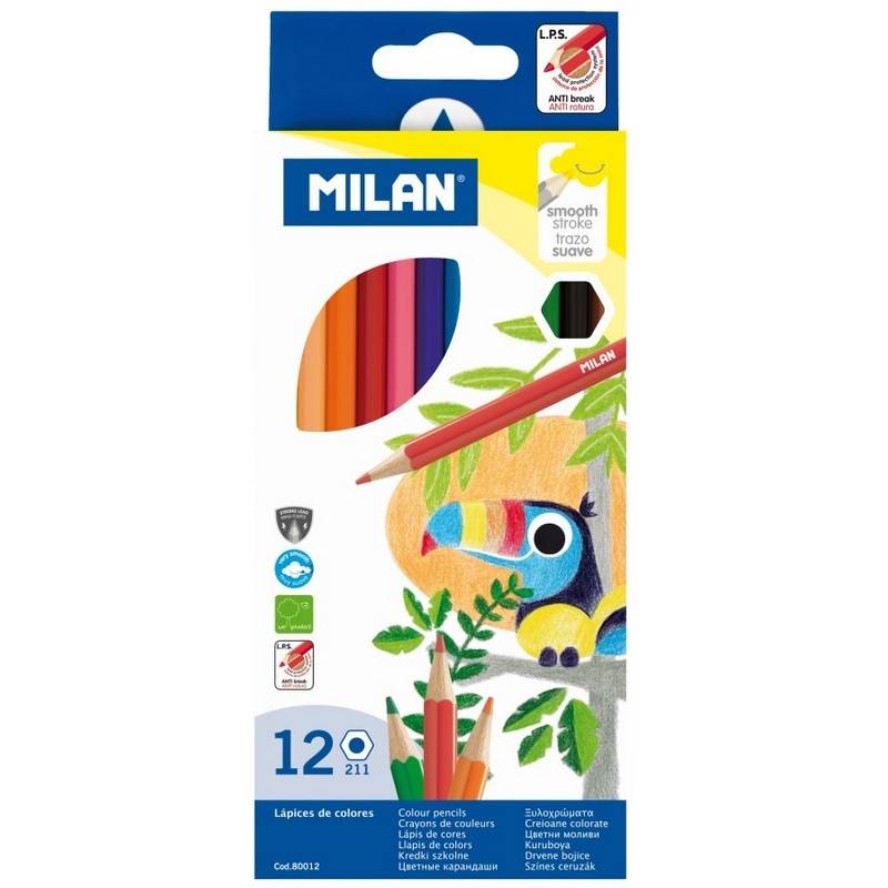 Карандаши цветные Milan 12 цветов шестигранные 80012 1110713
