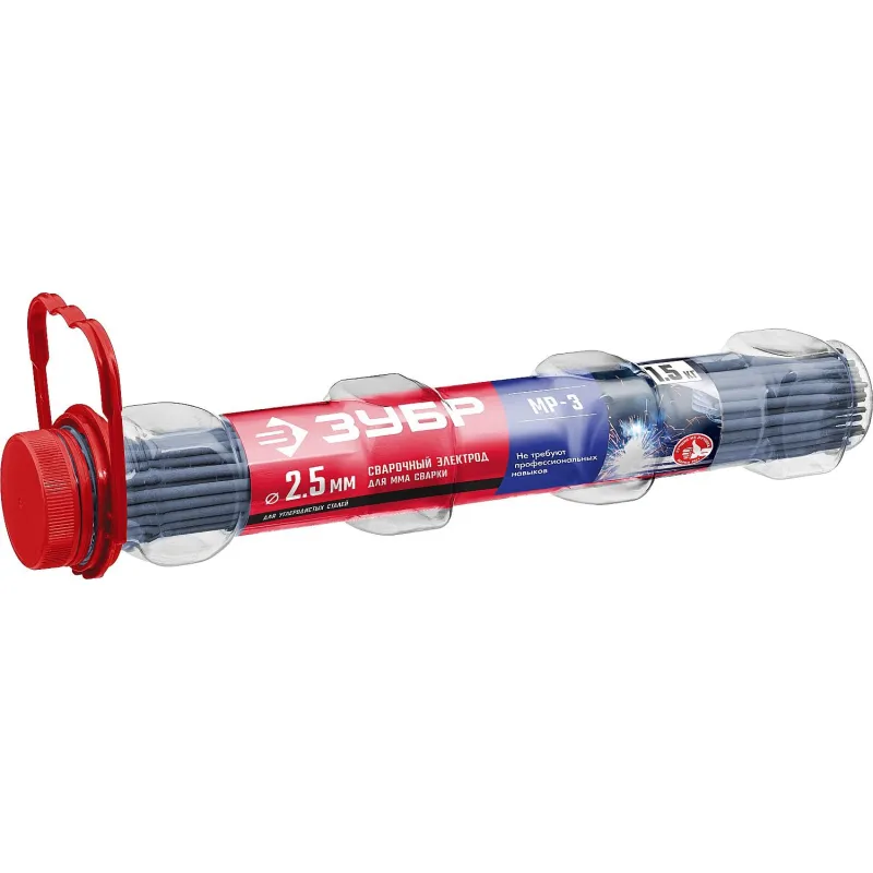 Электроды ЗУБР МР-3 рутил, d2,5х350мм, 1.5кг, в тубе (40011-2.5) 1712026