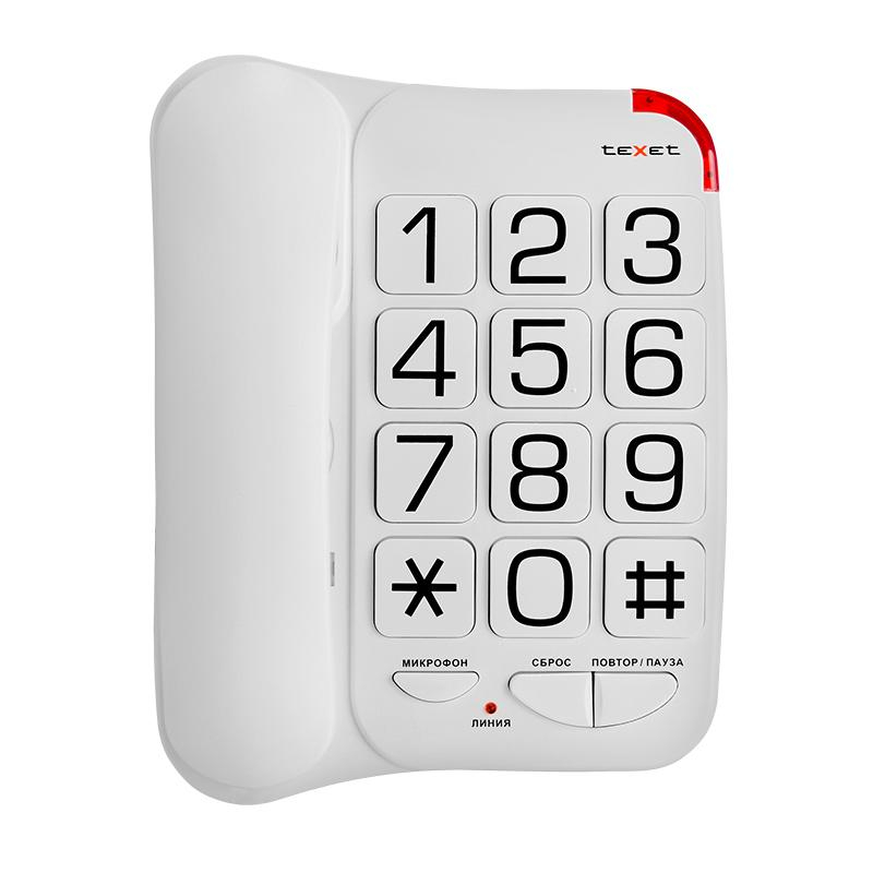 Телефон проводной teXet TX-201 белый 1010084 126278