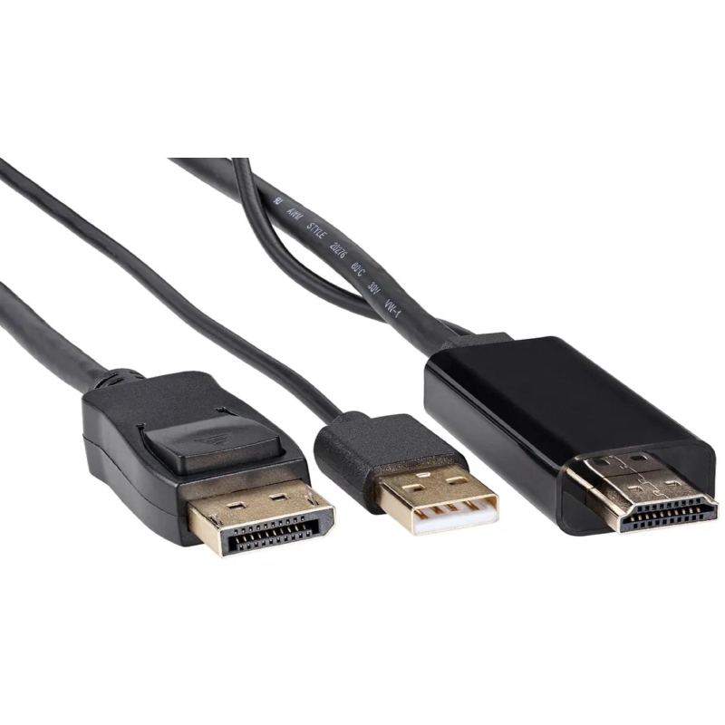 Кабель переходник VCOM HDMI(M) +USB-DP(M) 4Kx60Hz 1.8M (CG599AC-1.8M) 1939668