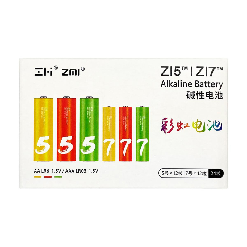 Батарейка алкалиновые Xiaomi ZMI Rainbow Zi5 AA/Zi7 AAA (12+12 шт.) (LR24) 1644156 LR24 Colors