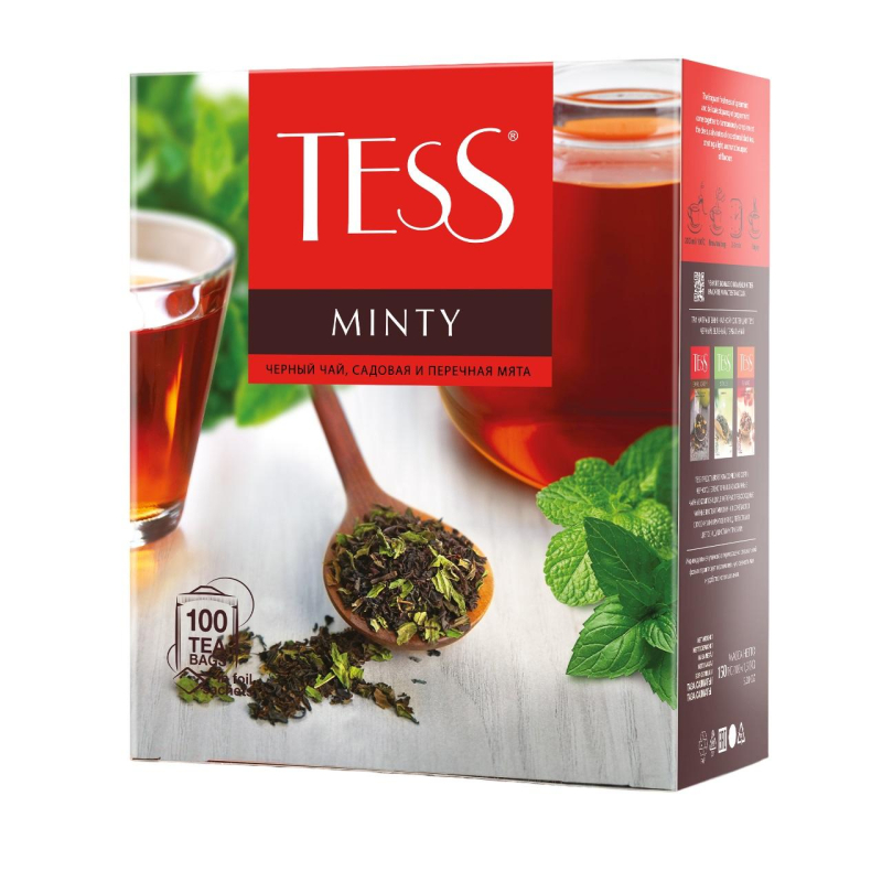 Чай TESS Minty черный с садовой и перечной мятой 1,5гx100пак 1786412 1663-09
