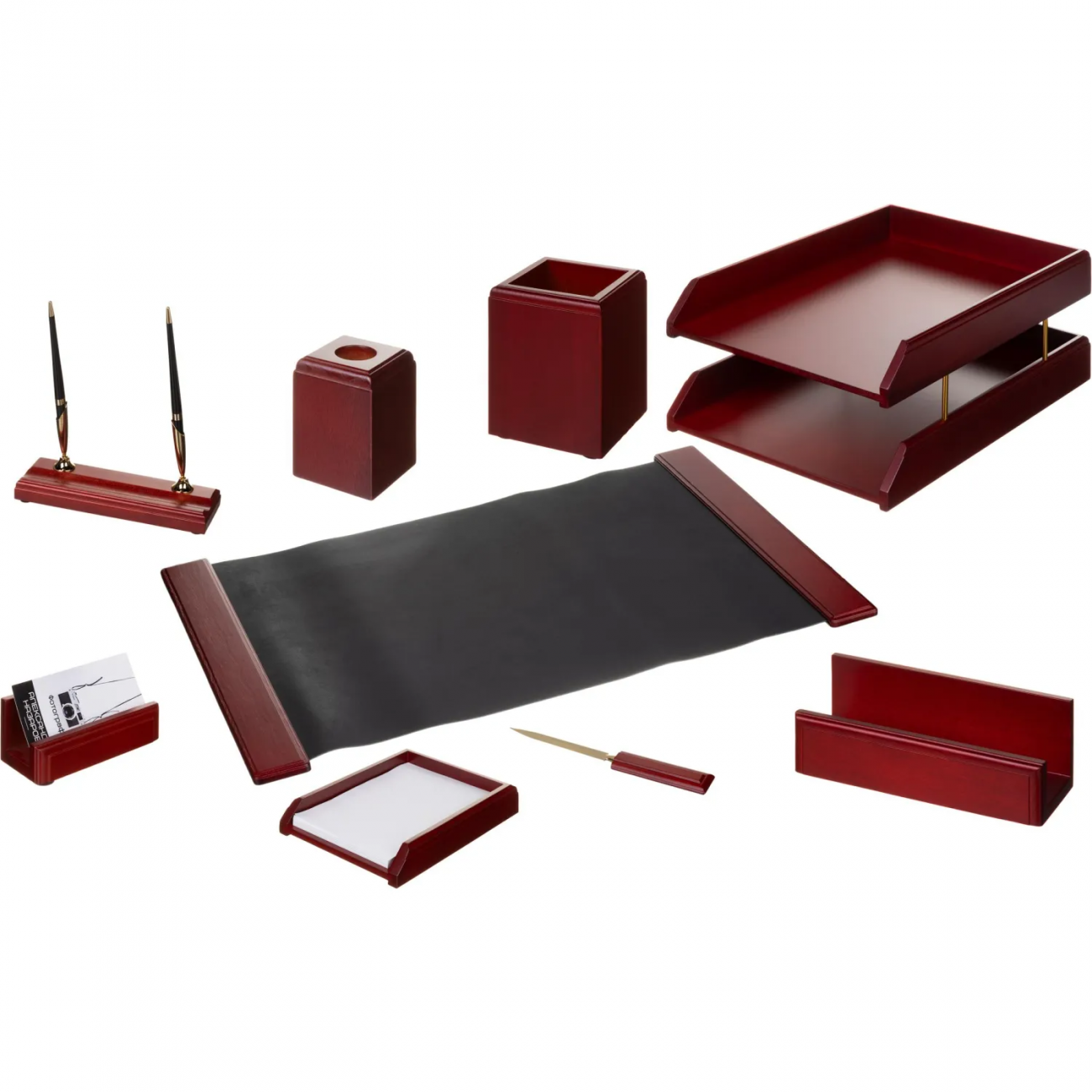 Набор настольный M9C-25A на 9 предметов, из дерева, цвет: красное дерево 1979218