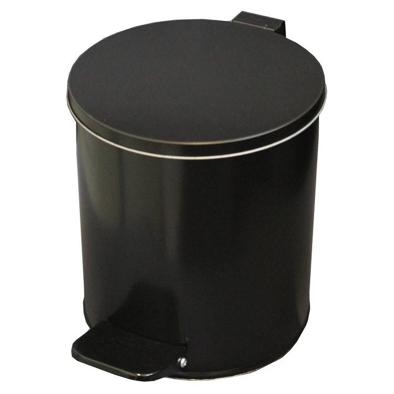 Ведро для мусора с педалью 7 л оцинкованная сталь черное (20х23 см) 732841