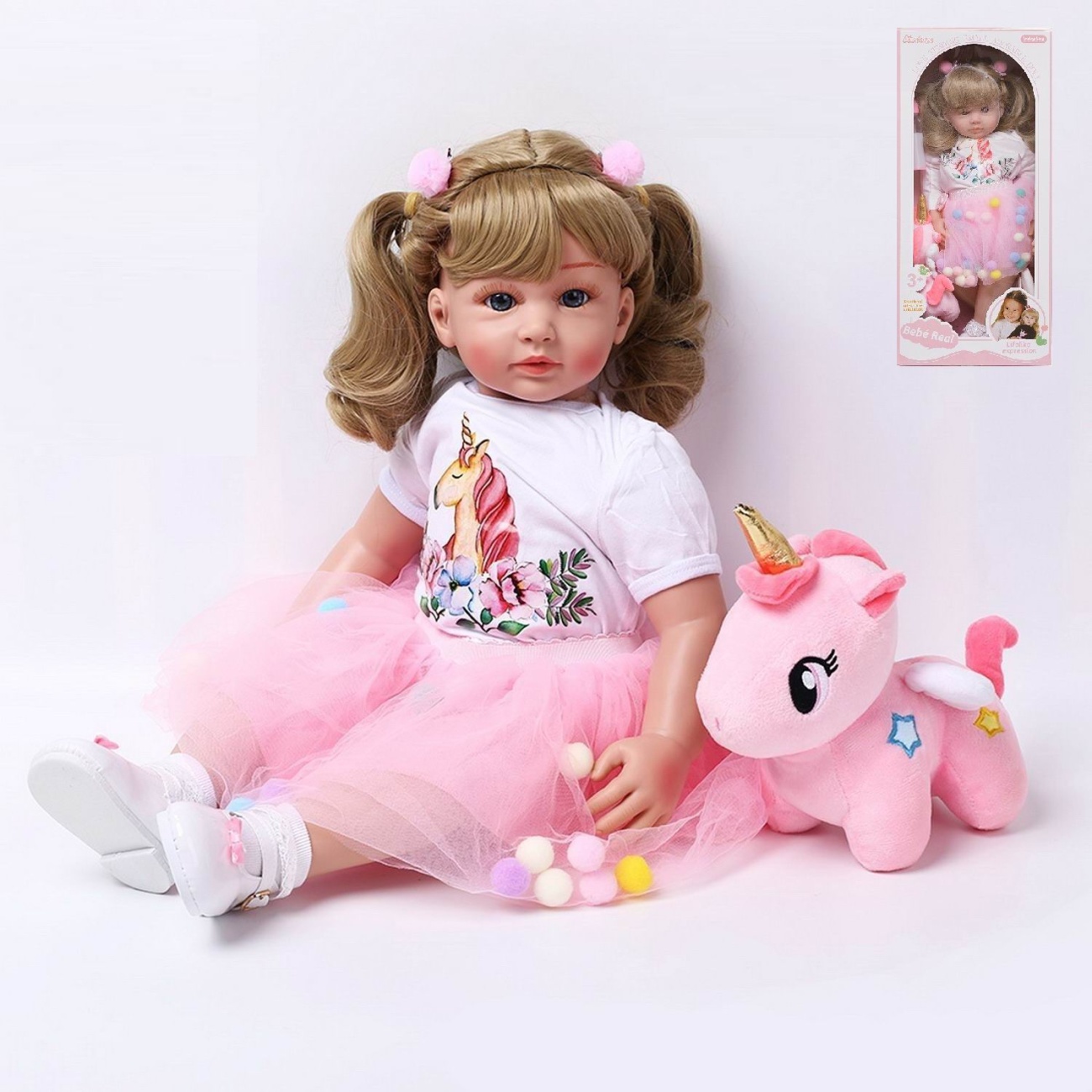 Кукла Junfa в белой кофте и розовой юбке 60 см WJ-36043