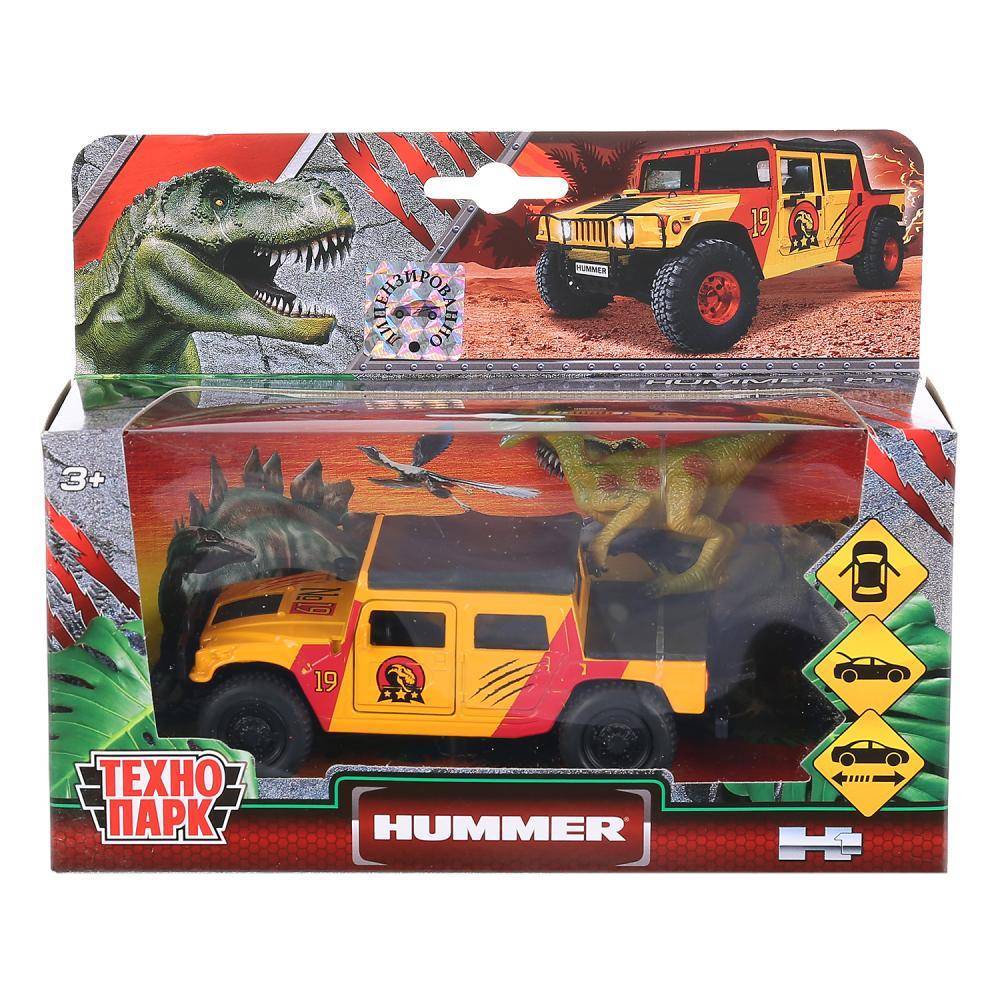 Машина металл Хаммер h1 пикап, 12 см + динозавр 9 см Технопарк SB-18-09-H1+DINO(WB)