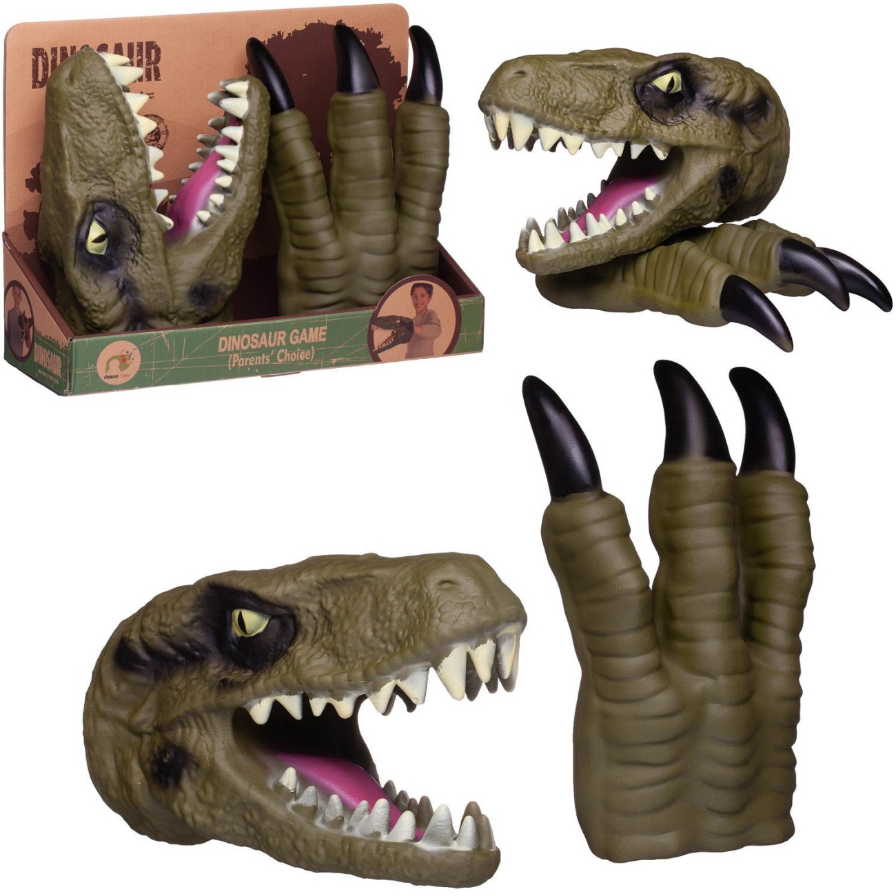 Игровой набор Junfa Игрушка на руку Голова и когти динозавра зеленые WA-14622/зеленые