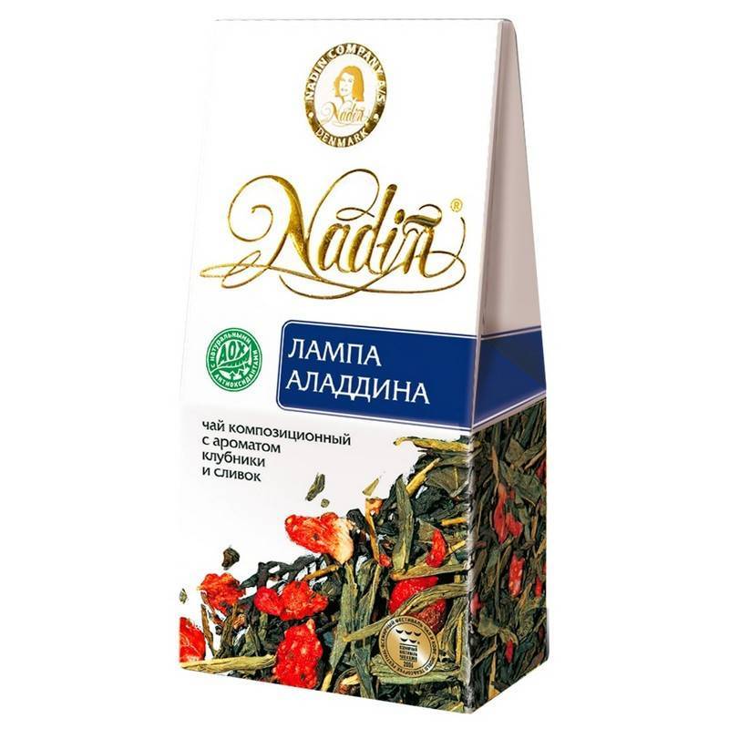 Чай подарочный Nadin Лампа Аладдина лой черный/зеленый со вкусом клубники и сливок 50 г 1033137
