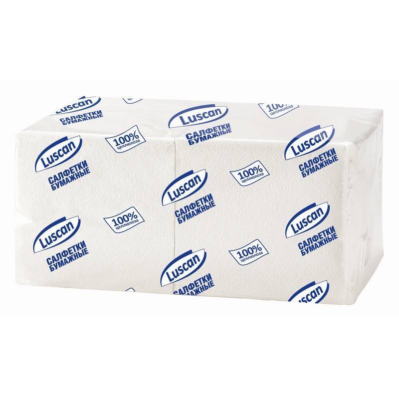 Салфетки бумажные Luscan Profi Pack 1-слойные 24х24 белые 400 штук в уп 476877
