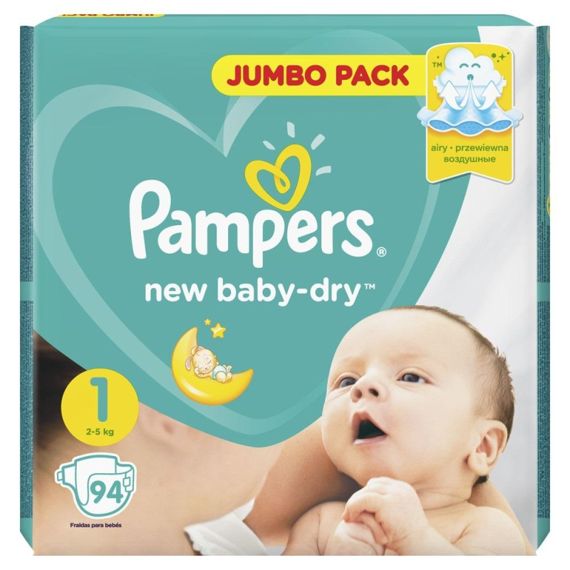 Подгузники PAMPERS New Baby-Dry Newborn (2-5 кг) Джамбо Упаковка 94шт 1336416